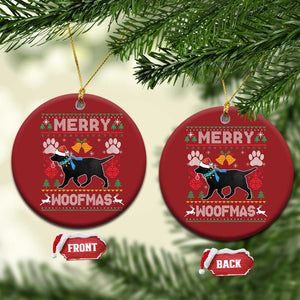 Christmas Merry Woofmas Black Lab Dog Lover Christmas Ornament TS09 Circle Red Print Your Wear