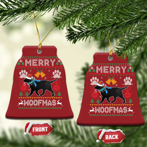 Christmas Merry Woofmas Black Lab Dog Lover Christmas Ornament TS09 Bell Flake Red Print Your Wear