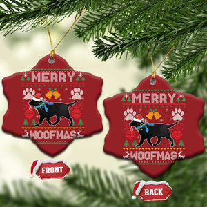 Christmas Merry Woofmas Black Lab Dog Lover Christmas Ornament TS09 Snow Flake Red Print Your Wear