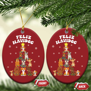 Feliz Navidog Dog Funny Xmas Christmas Ornament TS09 Oval Red Print Your Wear