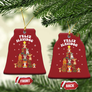 Feliz Navidog Dog Funny Xmas Christmas Ornament TS09 Bell Flake Red Print Your Wear