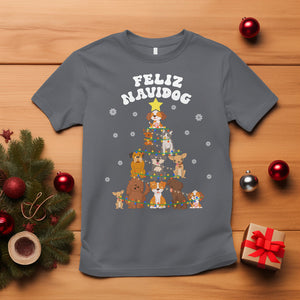 Feliz Navidog Dog Christmas Tree T Shirt TS09 Charcoal Printyourwear