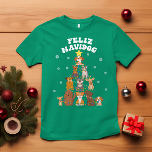 Feliz Navidog Dog Christmas Tree T Shirt TS09 Irish Green Printyourwear