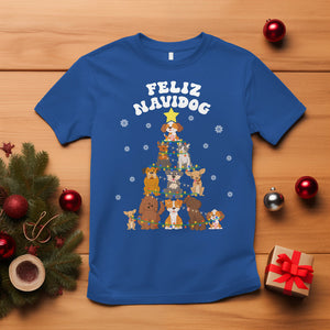 Feliz Navidog Dog Christmas Tree T Shirt TS09 Royal Blue Printyourwear