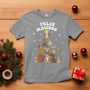 Feliz Navidog Dog Christmas Tree T Shirt TS09 Sport Gray Printyourwear