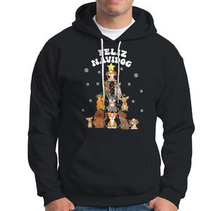 Feliz Navidog Dog Christmas Tree Hoodie TS09 Black Printyourwear