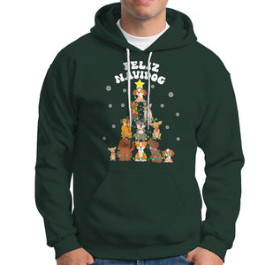 Feliz Navidog Dog Christmas Tree Hoodie TS09 Dark Forest Green Printyourwear