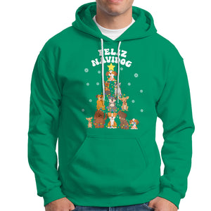 Feliz Navidog Dog Christmas Tree Hoodie TS09 Irish Green Printyourwear