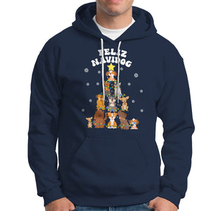 Feliz Navidog Dog Christmas Tree Hoodie TS09 Navy Printyourwear