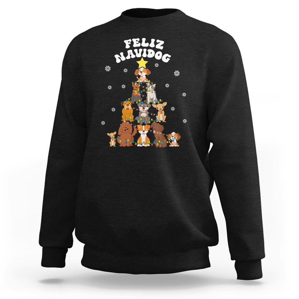 Feliz Navidog Dog Christmas Tree Sweatshirt TS09 Black Printyourwear