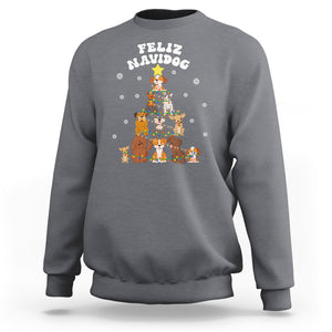 Feliz Navidog Dog Christmas Tree Sweatshirt TS09 Charcoal Printyourwear