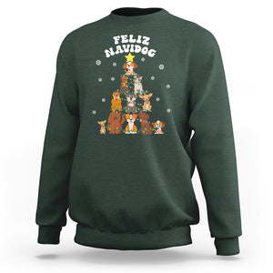 Feliz Navidog Dog Christmas Tree Sweatshirt TS09 Dark Forest Green Printyourwear