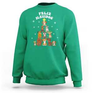 Feliz Navidog Dog Christmas Tree Sweatshirt TS09 Irish Green Printyourwear