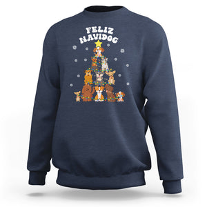 Feliz Navidog Dog Christmas Tree Sweatshirt TS09 Navy Printyourwear