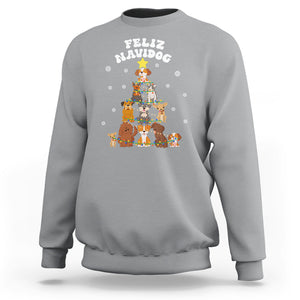 Feliz Navidog Dog Christmas Tree Sweatshirt TS09 Sport Gray Printyourwear