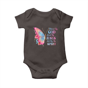 Christian Baby Onesie Blessed By God Loved By Jesus Led By The Spirit TS09 Dark Chocolate Print Your Wear