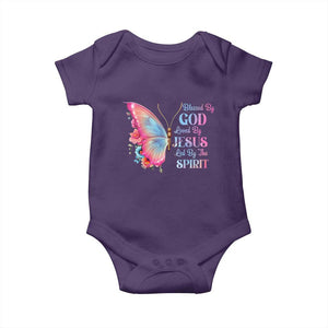 Christian Baby Onesie Blessed By God Loved By Jesus Led By The Spirit TS09 Purple Print Your Wear