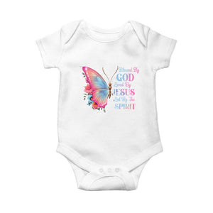 Christian Baby Onesie Blessed By God Loved By Jesus Led By The Spirit TS09 White Print Your Wear