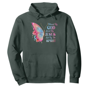 Christian Hoodie Blessed By God Loved By Jesus Led By The Spirit TS09 Dark Forest Green Print Your Wear