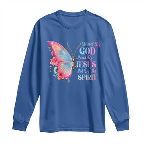 Christian Long Sleeve Shirt Blessed By God Loved By Jesus Led By The Spirit TS09 Royal Blue Print Your Wear