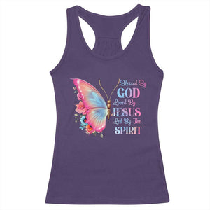 Christian Racerback Tank Top Blessed By God Loved By Jesus Led By The Spirit TS09 Purple Print Your Wear