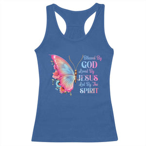 Christian Racerback Tank Top Blessed By God Loved By Jesus Led By The Spirit TS09 Royal Blue Print Your Wear