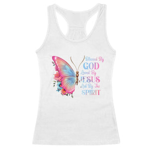 Christian Racerback Tank Top Blessed By God Loved By Jesus Led By The Spirit TS09 White Print Your Wear