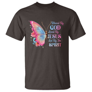 Christian T Shirt Blessed By God Loved By Jesus Led By The Spirit TS09 Dark Chocolate Print Your Wear