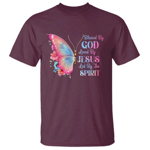 Christian T Shirt Blessed By God Loved By Jesus Led By The Spirit TS09 Maroon Print Your Wear