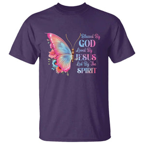 Christian T Shirt Blessed By God Loved By Jesus Led By The Spirit TS09 Purple Print Your Wear