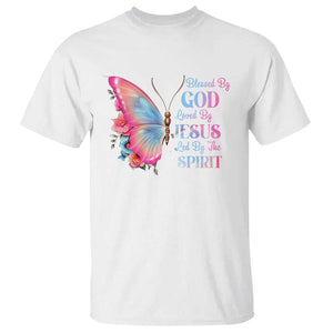 Christian T Shirt Blessed By God Loved By Jesus Led By The Spirit TS09 White Print Your Wear