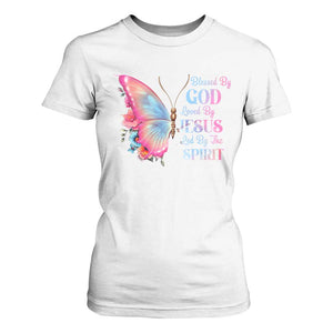 Christian T Shirt For Women Blessed By God Loved By Jesus Led By The Spirit TS09 White Print Your Wear