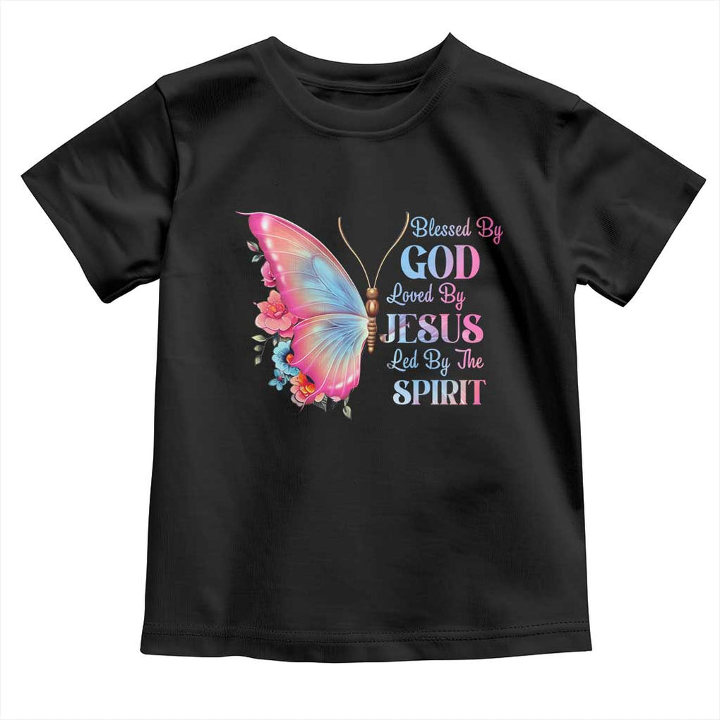 Christian Toddler T Shirt Blessed By God Loved By Jesus Led By The Spirit TS09 Black Print Your Wear