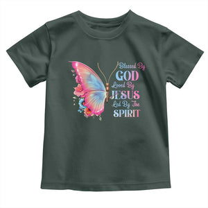 Christian Toddler T Shirt Blessed By God Loved By Jesus Led By The Spirit TS09 Dark Forest Green Print Your Wear