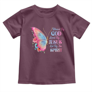 Christian Toddler T Shirt Blessed By God Loved By Jesus Led By The Spirit TS09 Maroon Print Your Wear