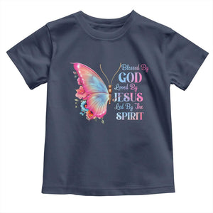 Christian Toddler T Shirt Blessed By God Loved By Jesus Led By The Spirit TS09 Navy Print Your Wear