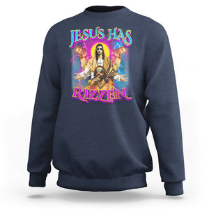 Jesus Has Rizzen Christian Funny Cool Meme Sweatshirt TS09 Navy Printyourwear