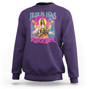 Jesus Has Rizzen Christian Funny Cool Meme Sweatshirt TS09 Purple Printyourwear