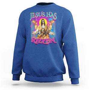 Jesus Has Rizzen Christian Funny Cool Meme Sweatshirt TS09 Royal Blue Printyourwear