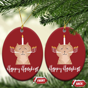 Hanukkah Cat Christmas Ornament Cat Menorah Cute Jewish Kitten Chanukah Hanukkat TS09 Oval Red Print Your Wear