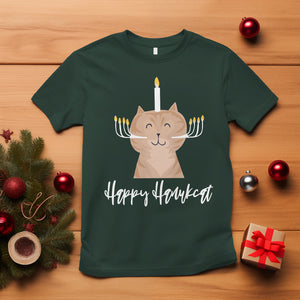 Cat Menorah Cute Jewish Kitten Hanukkah Chanukah Candle T Shirt TS09 Dark Forest Green Printyourwear