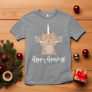 Cat Menorah Cute Jewish Kitten Hanukkah Chanukah Candle T Shirt TS09 Sport Gray Printyourwear