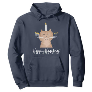 Cat Menorah Cute Jewish Kitten Hanukkah Chanukah Candle Hoodie TS09 Navy Printyourwear