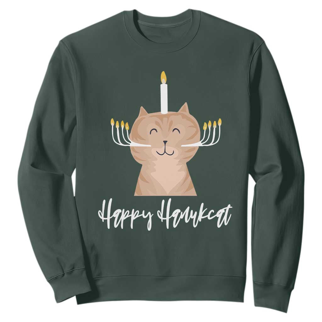 Cat Menorah Cute Jewish Kitten Hanukkah Chanukah Candle Sweatshirt TS09 Dark Forest Green Printyourwear