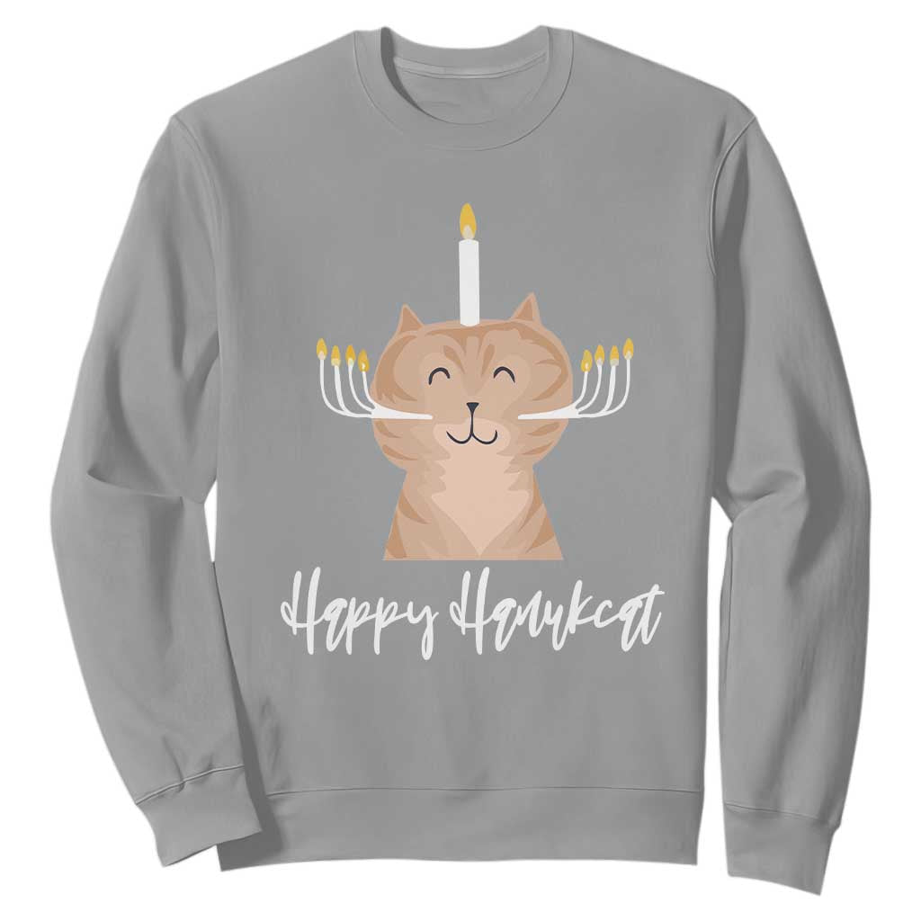 Cat Menorah Cute Jewish Kitten Hanukkah Chanukah Candle Sweatshirt TS09 Sport Gray Printyourwear
