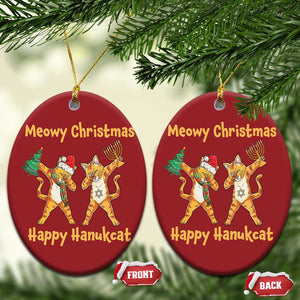 Xmas Hanukkah Cat Christmas Ornament Happy Hanukcat Meowy Christmas Menoral Chanukkah TS09 Oval Red Print Your Wear