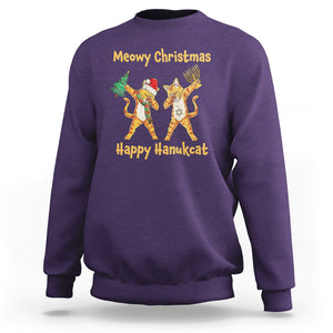 Happy Hanukcat Meowy Christmas Cat Lover Hanukkah Sweatshirt TS09 Purple Printyourwear