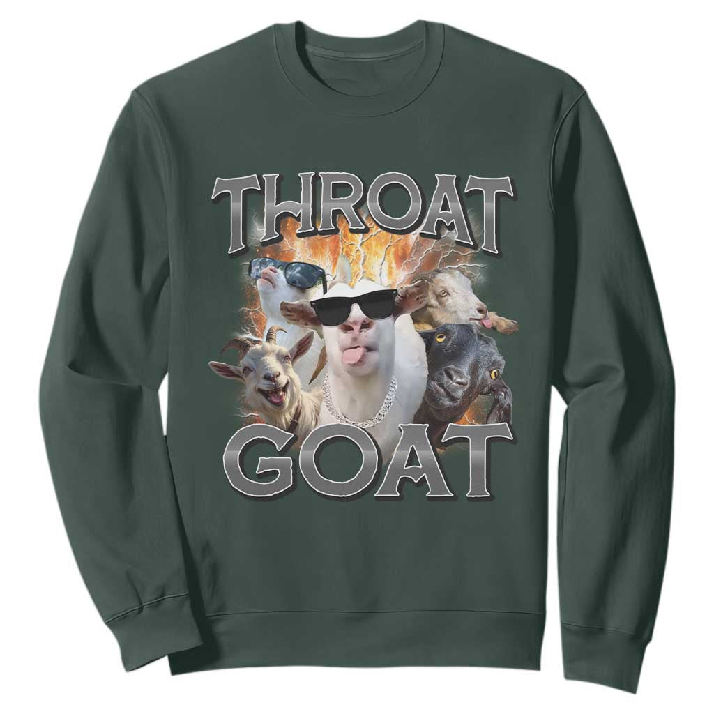 Throat Goat Funny Offensive Adult Humor Bootleg Sweatshirt TS09 Dark Forest Green Print Your Wear