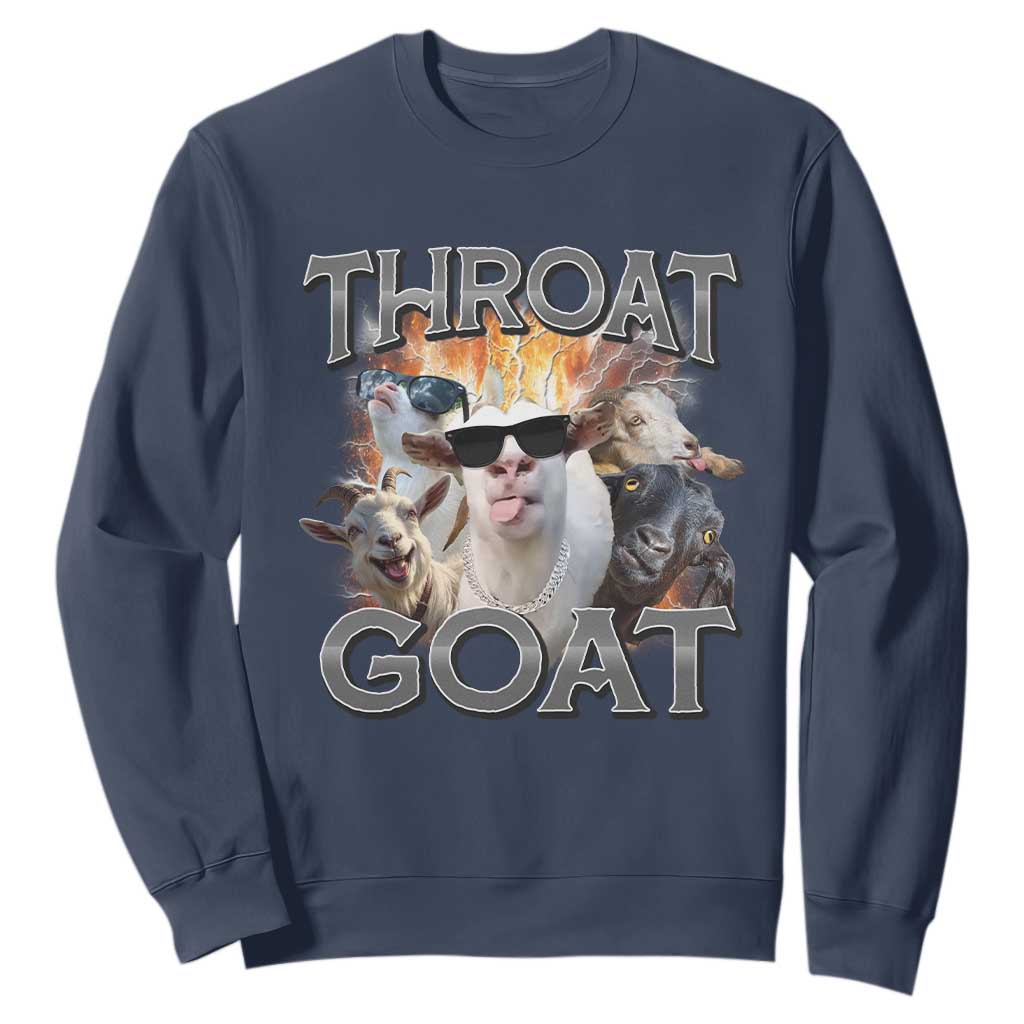 Throat Goat Funny Offensive Adult Humor Bootleg Sweatshirt TS09 Navy Print Your Wear