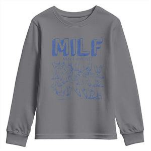 Funny MILF Man I Love Feet Youth Sweatshirt TS09 Charcoal Print Your Wear